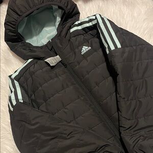 Adidas Black Jacket with Mint Stripes